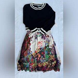 NWT Anthropologie Maeve Dress with floral bottom and black Top M